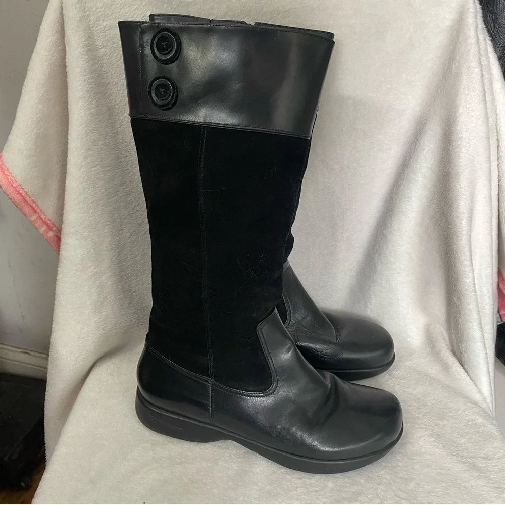 Dansko Delilah Knee High Riding Equestrian Boots Black Suede and Leather Size 41